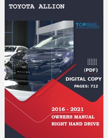 toyota allion 2016 2017 2018 2019 2020 2021 owners manual